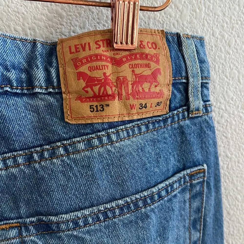 Levi's 513 Slim Straight Denim Jeans Distressed Men's 34 X 30